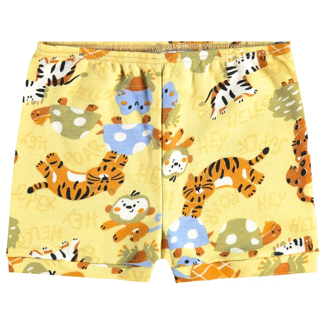 Short em Suedine Estampa Bichinhos - Amarelo