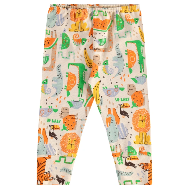 Calça em Suedine Estampa Bichinhos - Bege