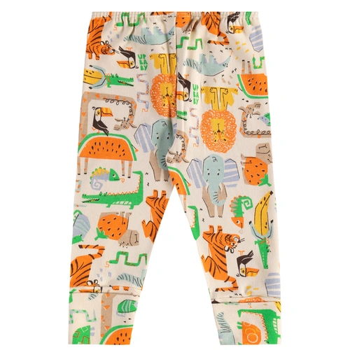 Calça em Suedine Estampa Bichinhos - Bege