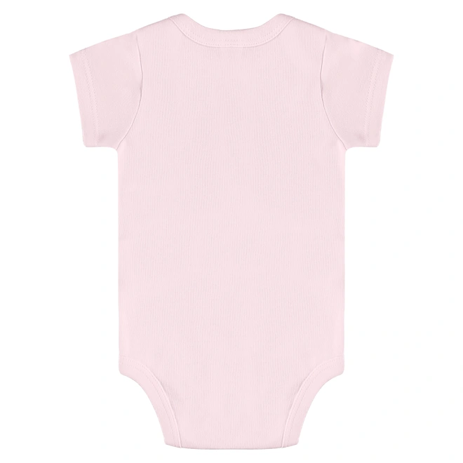 Body Manga Curta em Suedine - Rosa Bebê