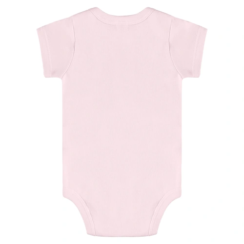 Body Manga Curta em Suedine - Rosa Bebê