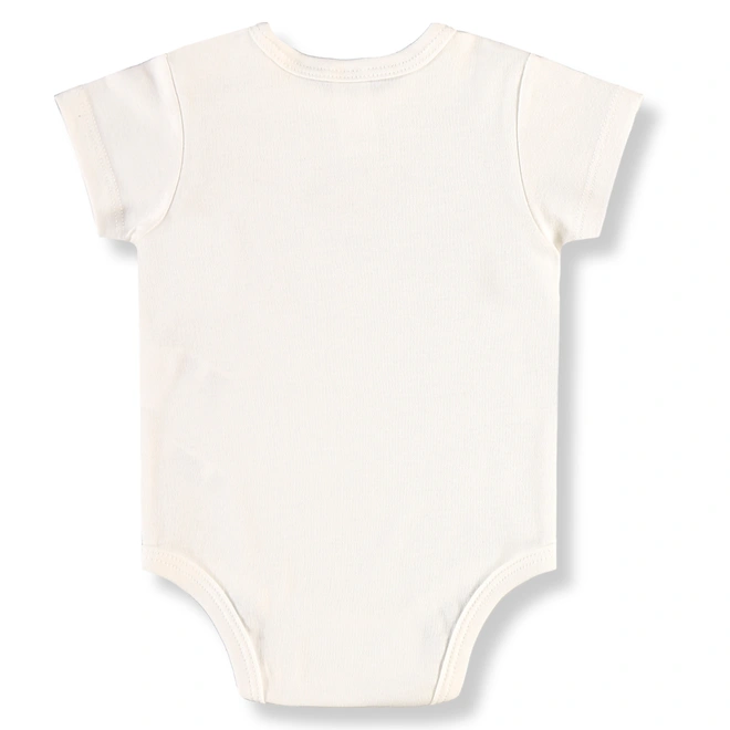 Conjunto Body Manga Curta e Calça em Suedine Estampa Dinossauro e Listras - Natural