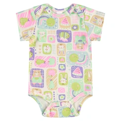 Body Manga Curta em Suedine Estampa Abstrata - Natural