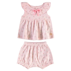 Conjunto Blusa e Short em Suedine Estampa Floral - Rosa