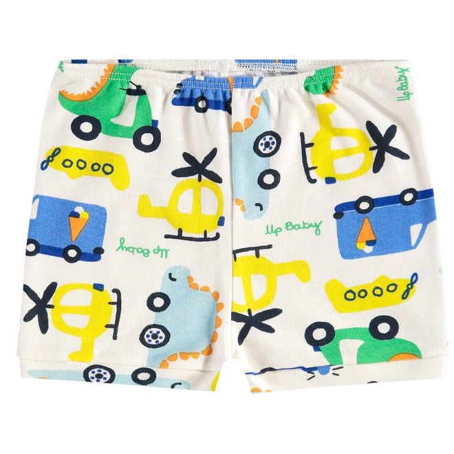 Short em Suedine Estampa Abstrata Divertida - Natural