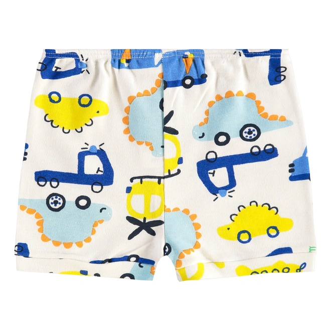 Short em Suedine Estampa Abstrata Divertida - Natural