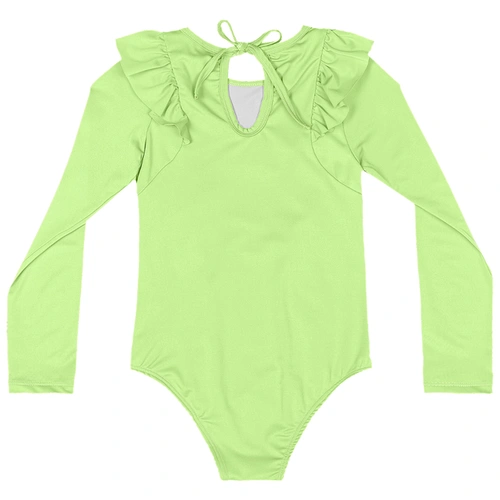 Maiô em Malha Poliester com Babados - Verde Paraíso