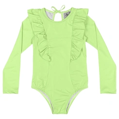 Maiô em Malha Poliester com Babados - Verde Paraíso