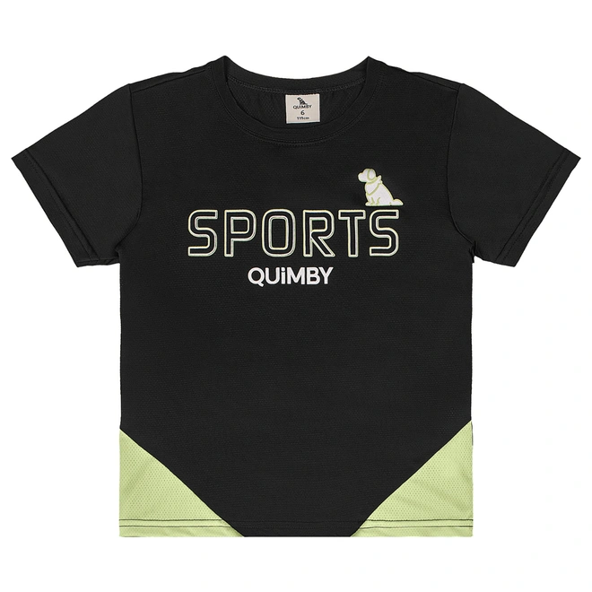 Conjunto Camiseta e Bermuda em Malha Dry Fit - Preto