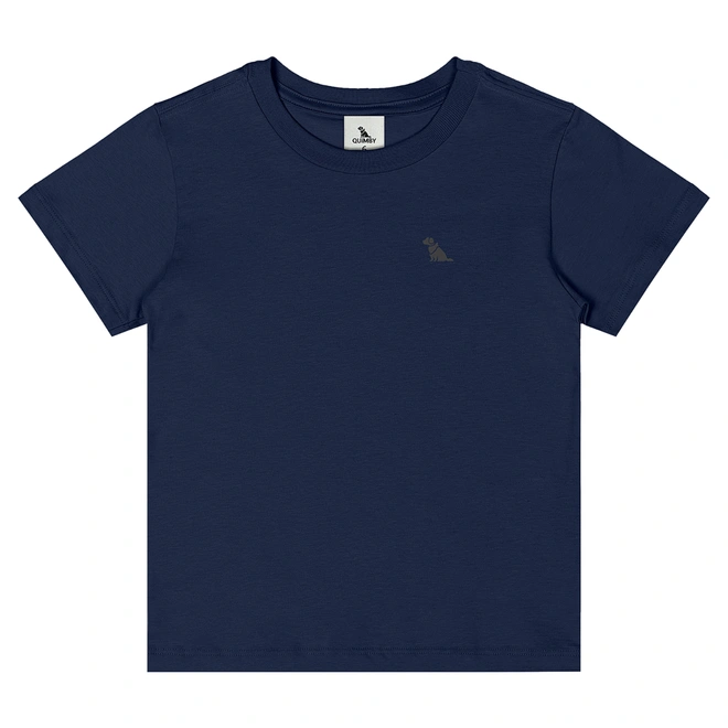 Camiseta Básica Manga Curta em Meia Malha - Azul Escuro