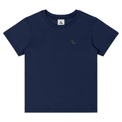 Camiseta Básica Manga Curta em Meia Malha - Azul Escuro
