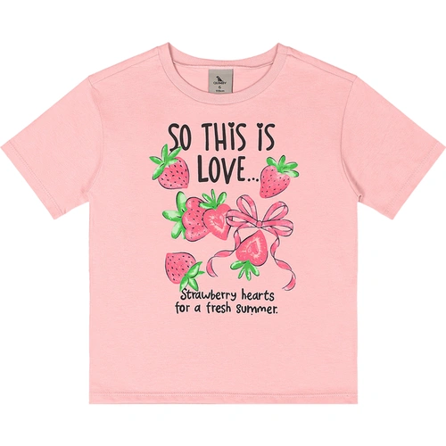 Conjunto Blusa em Malha e Bermuda em Cotton Strawberry - Rosa