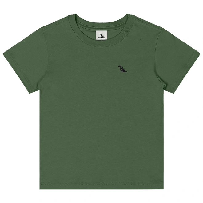 Camiseta Básica Manga Curta em Meia Malha - Verde Bronze