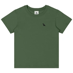 Camiseta Básica Manga Curta em Meia Malha - Verde Bronze