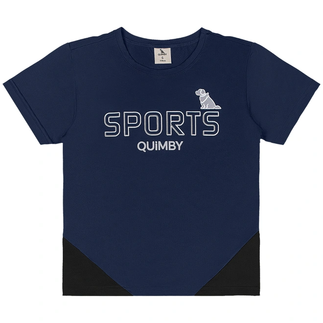 Conjunto Camiseta e Bermuda em Malha Dry Fit - Azul Escuro