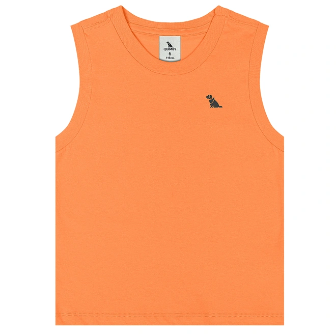 Camiseta Regata Básica em Meia Malha - Tangerina