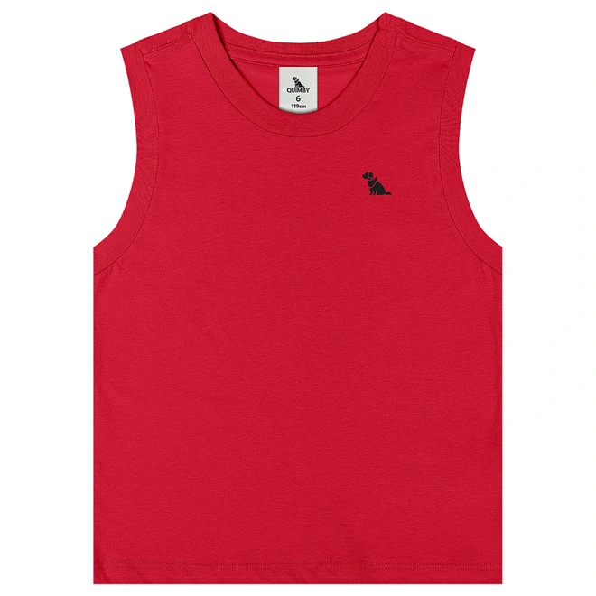 Camiseta Regata Básica em Meia Malha - Vermelho