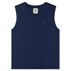 Camiseta Regata Básica em Meia Malha - Azul Escuro