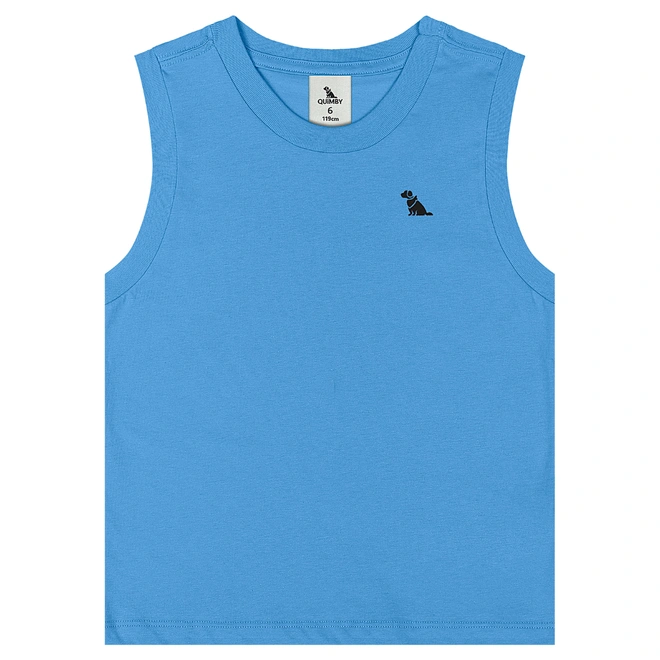 Camiseta Regata Básica em Meia Malha - Azul Ethereal