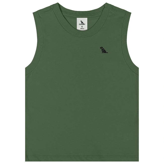 Camiseta Regata Básica em Meia Malha - Verde Bronze