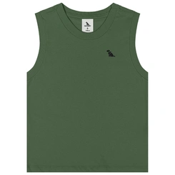 Camiseta Regata Básica em Meia Malha - Verde Bronze
