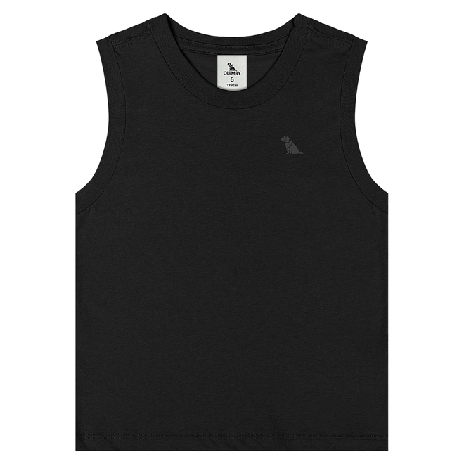 Camiseta Regata Básica em Meia Malha - Preto