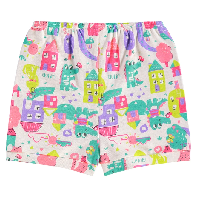 Short em Suedine Estampa Abstrata - Off White