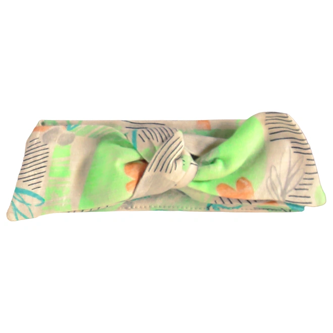 Macaquinho com Faixa em Malha Flamê Estampa Abstrata - Bege