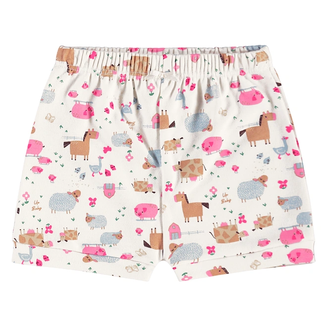 Conjunto Body Meia Manga com Short em Suedine Estampa Abstrata Bichinhos - Azul Delicado