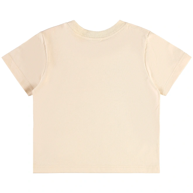 Conjunto Camiseta em Malha e Bermuda em Moletom sem Felpa Estampa Tigre Abstrato - Bege