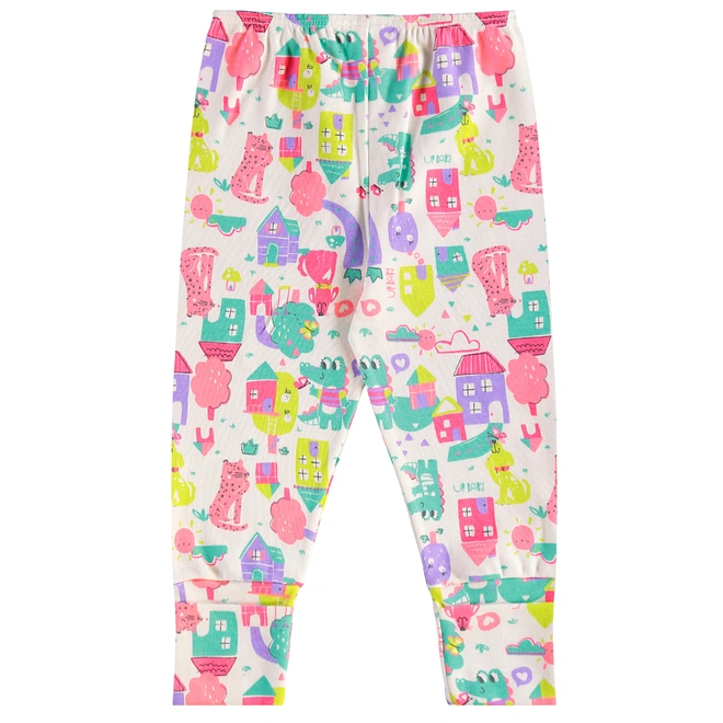 Calça Em Suedine Estampa Abstrata - Off White