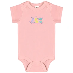 Body Manga Curta em Suedine - Rosa