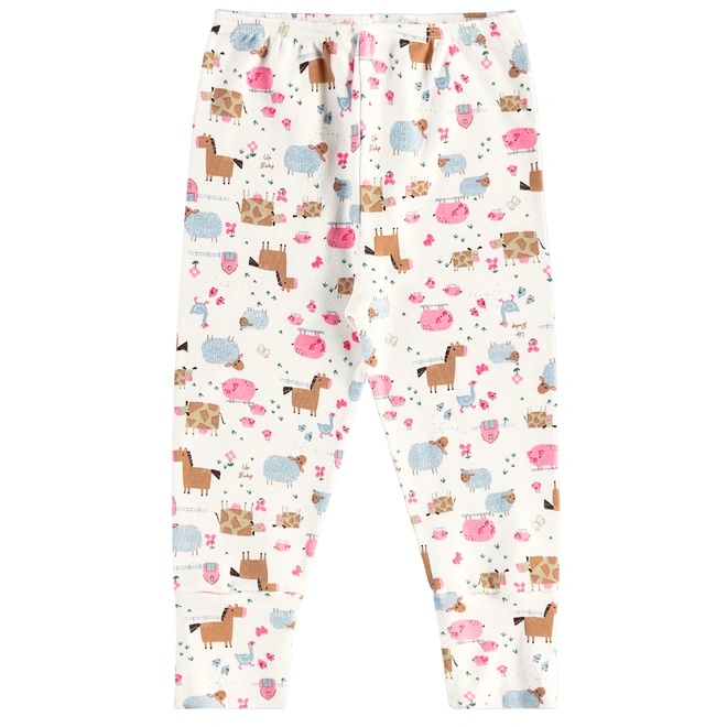 Calça Em Suedine Estampa Abstrata Bichinhos - Branco