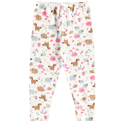 Calça Em Suedine Estampa Abstrata Bichinhos - Branco