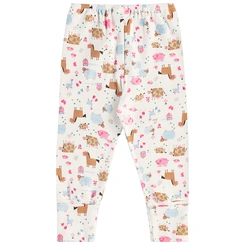 Calça Em Suedine Estampa Abstrata Bichinhos - Branco