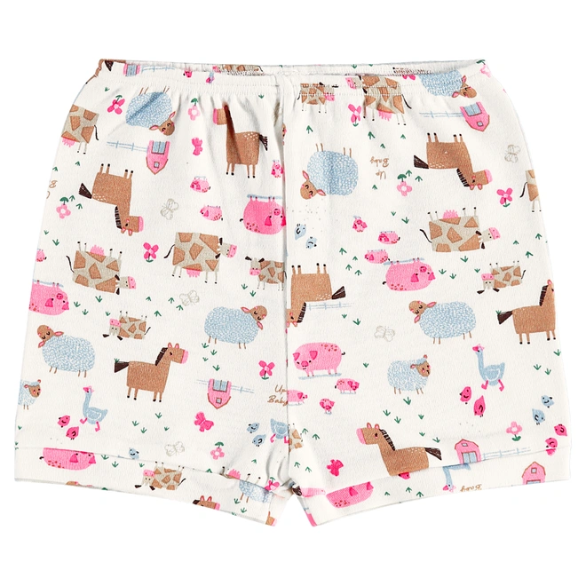 Short em Suedine Estampa Abstrata Bichinhos - Branco