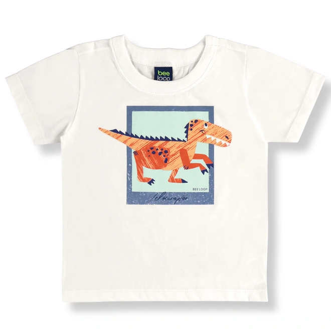 Conjunto Camisa Meia Manga em Malha e Bermuda em Microfibra Dino - Natural