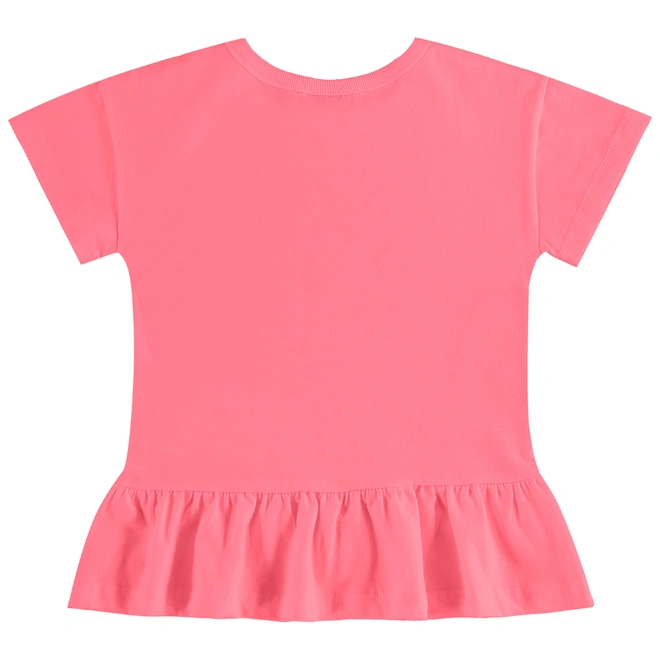 Conjunto Blusa em Malha e Bermuda em Cotton Floral - Pink Neon/Verde