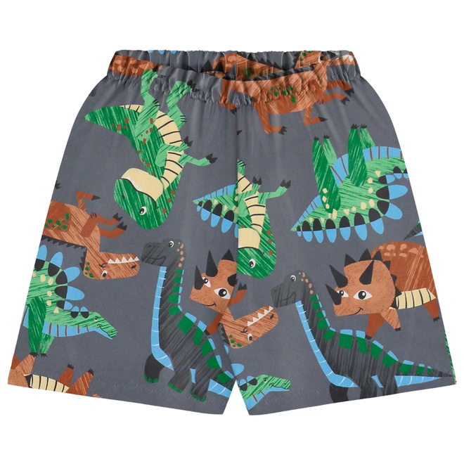 Conjunto Camisa Meia Manga em Malha e Bermuda em Microfibra Dino - Azul Ethereal