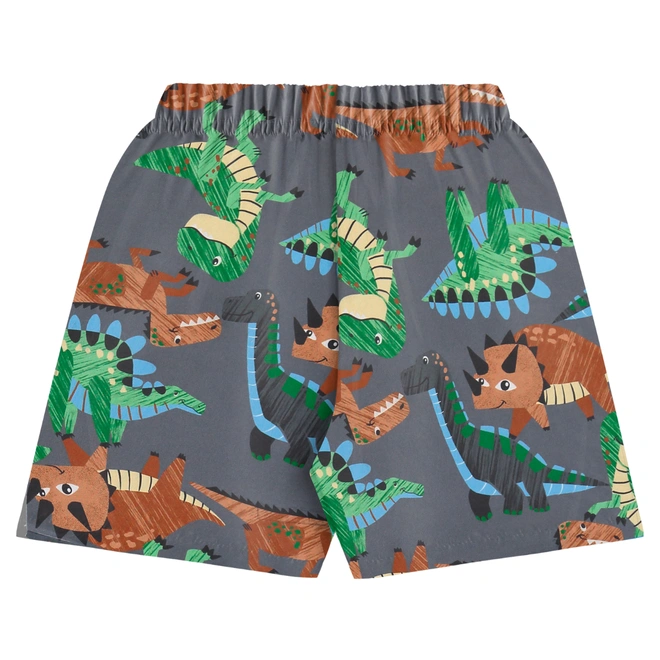 Conjunto Camisa Meia Manga em Malha e Bermuda em Microfibra Dino - Azul Ethereal