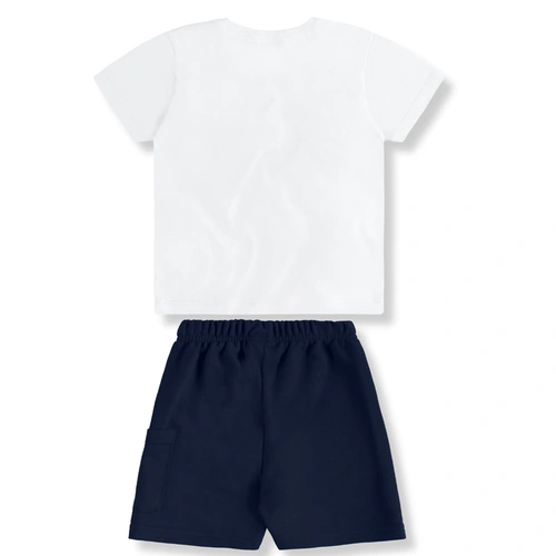 Conjunto Camisa Meia Manga em Malha e Bermuda em Moletom - Branco Especial