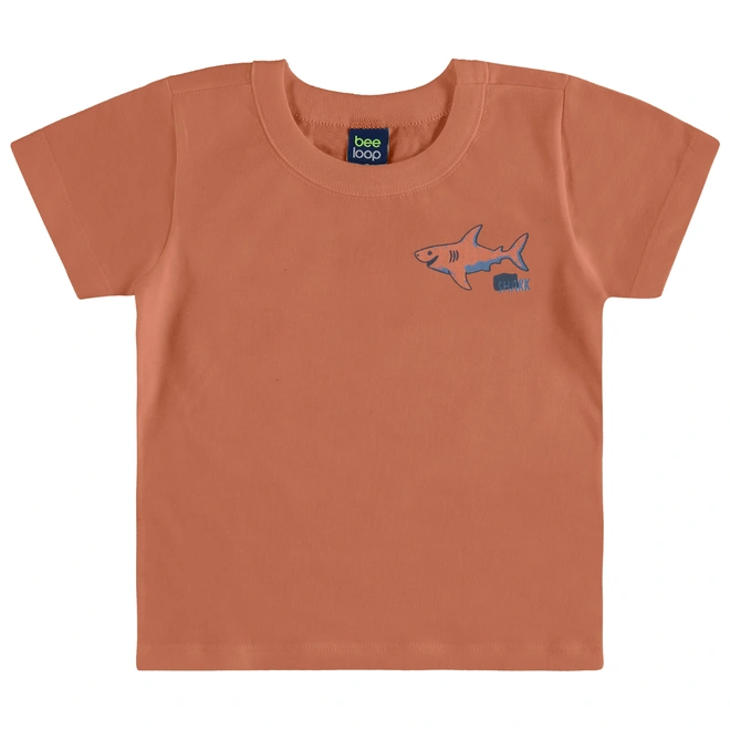 Conjunto Camisa Meia Manga em Malha e Bermuda em Microfibra Tubarão - Marrom Argila