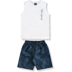 Conjunto Camiseta Regata em Malha e Bermuda em Microfibra - Branco Especial