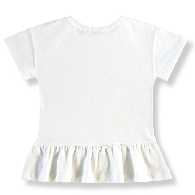 Conjunto Blusa em Malha e Bermuda em Cotton Floral - Branco/Azul