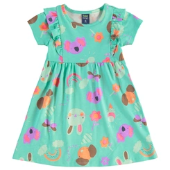 Vestido Manga Curta em Cotton Floral - Verde