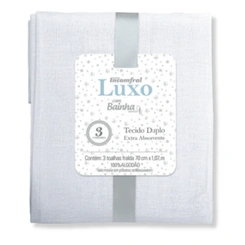 Toalha Fralda Luxo Lisa com Bainha Tecido Duplo - 3 unidades - Branco