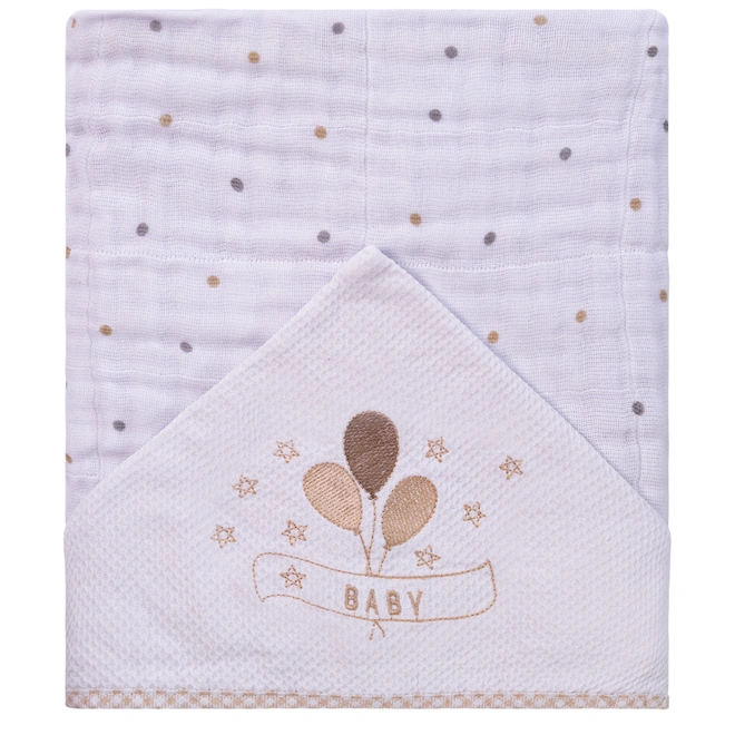 Toalha Soft Com Capuz Bordado Baby Joy Clássicos Estampada - Balões Bege