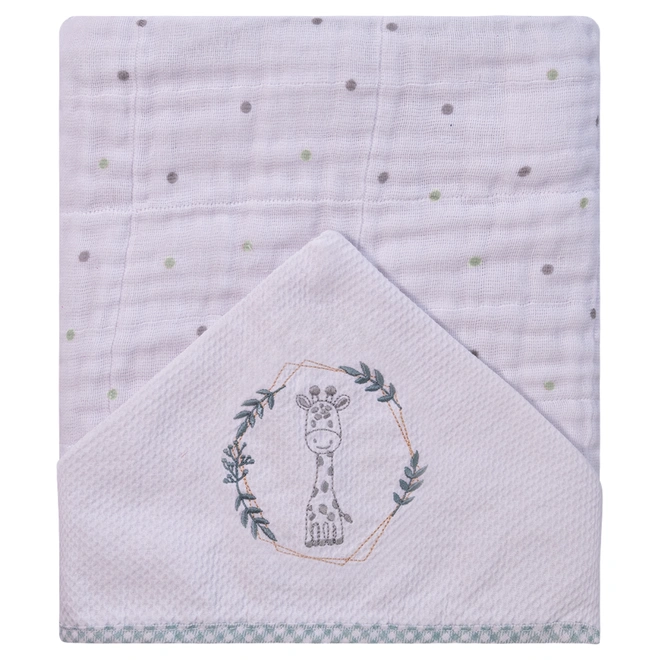 Toalha Soft Com Capuz Bordado Baby Joy Clássicos Estampada - Safari Verde