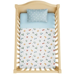 Jogo de Lençol com Elástico Padrão Americano Bublim Malha Estampado/Liso Carrossauro - 3 Peças