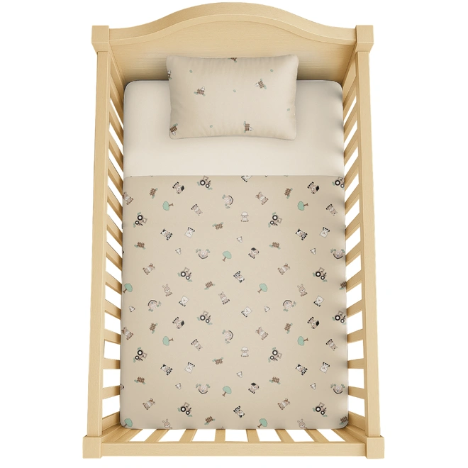 Jogo de Lençol com Elástico Padrão Americano Bublim Malha Estampado/Liso Fazendinha - 3 Peças